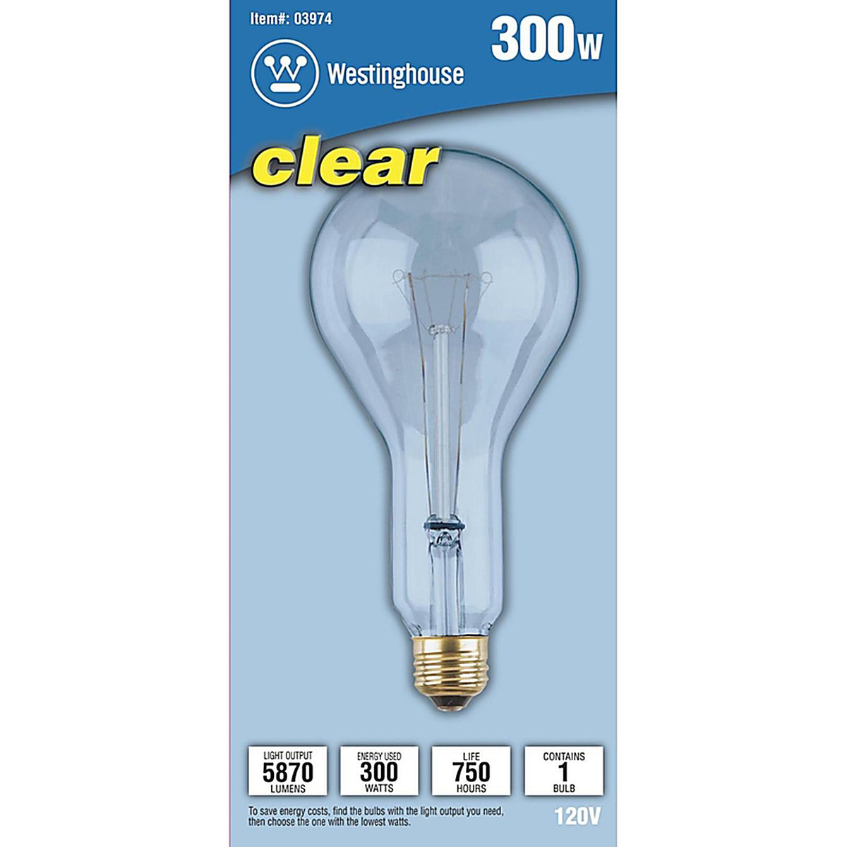 Westinghouse - 0397400 - 300 W Ps30 Incandescent Bulb E26 (Medium) Clear 1 Pack