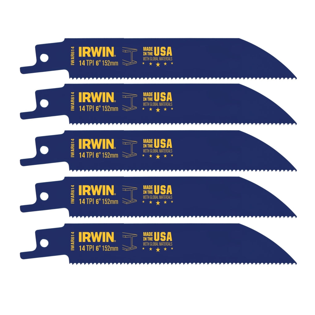 Irwin Hanson 372614P5 6 14 TPI Metal Cutting Reciprocating WeldTec Bi-Metal Blade, 5 Pack