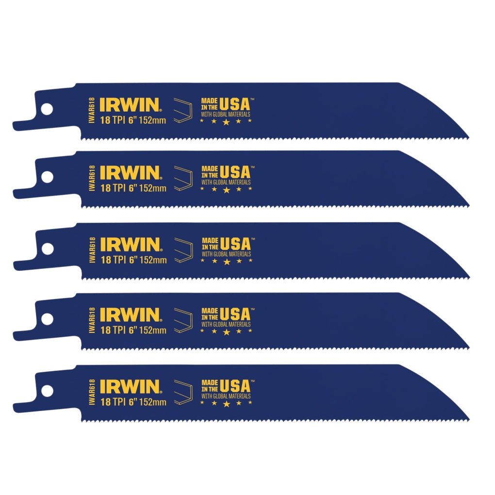 Irwin Hanson 372618P5 6 18 TPI Metal Cutting Reciprocating Bi-Metal Blade, 5 Pack