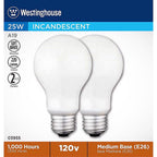 Westinghouse - 0395548 - 25 W A19 A-Line Incandescent Bulb E26 (Medium) Soft White 2 Pack