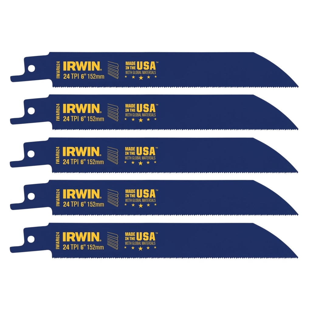 Irwin Hanson 372624P5 6 24 TPI Metal Cutting Reciprocating Bi-Metal Blade, 5 Pack