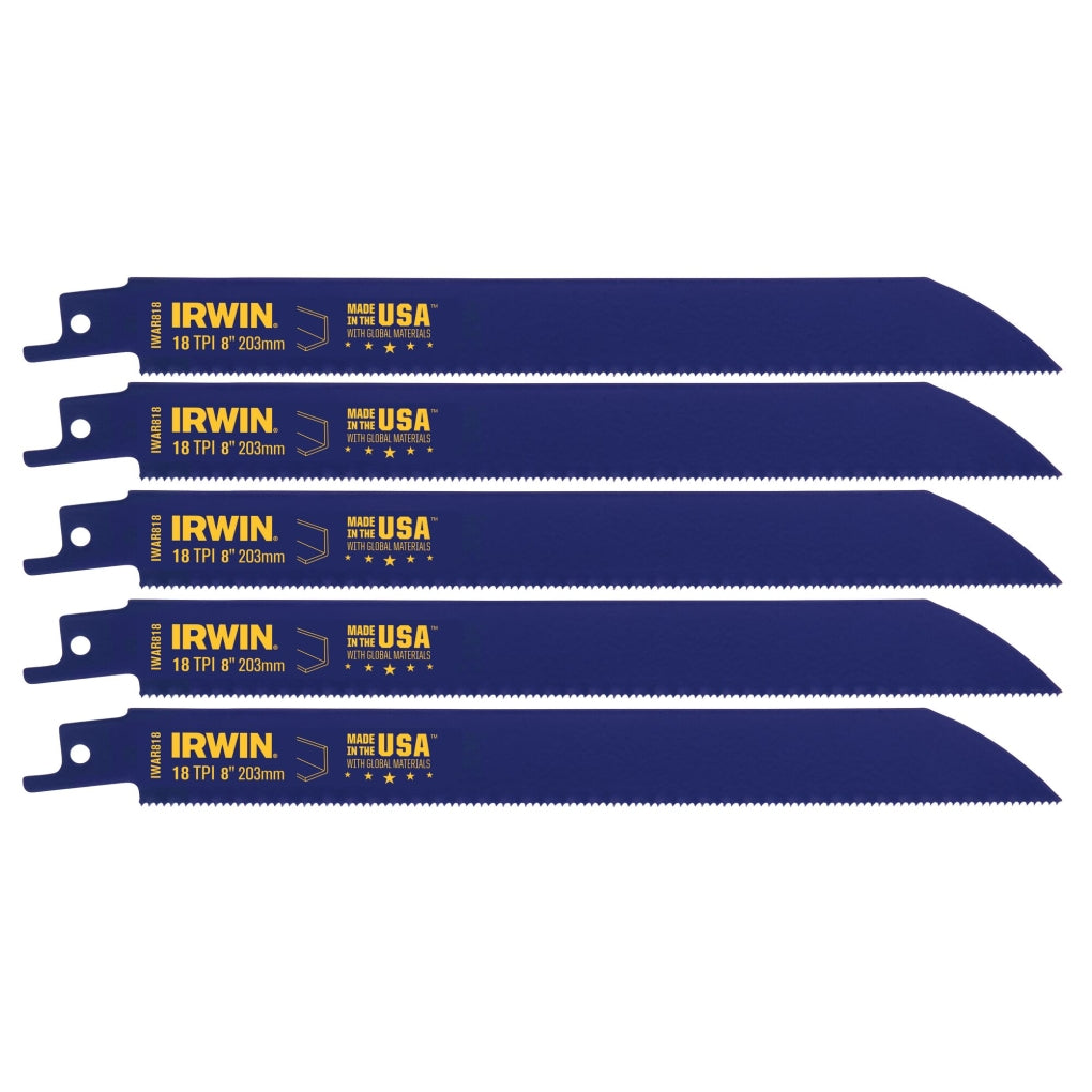 Irwin Hanson 372818P5 8 18 TPI Metal Cutting Reciprocating Bi-Metal Blade, 5 Pack