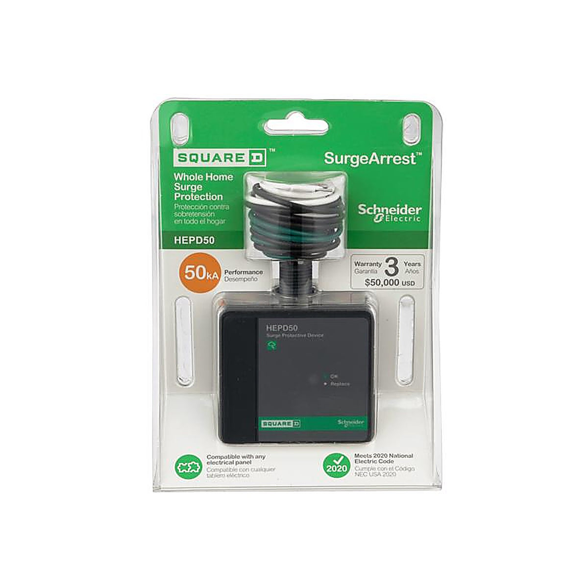 Square D HEPD50 Electric 200 amps Surge Home Electronics Protective Device