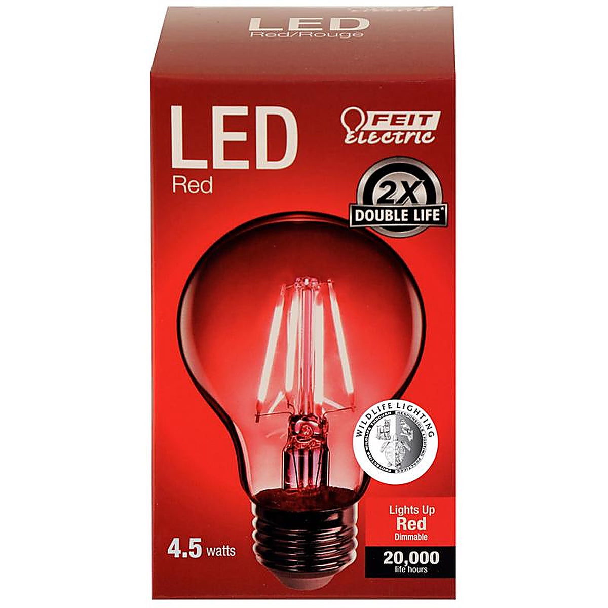 Feit Electric A19/TR/LED Filament A19 E26 (Medium) LED Bulb Red 30 W 1 pk