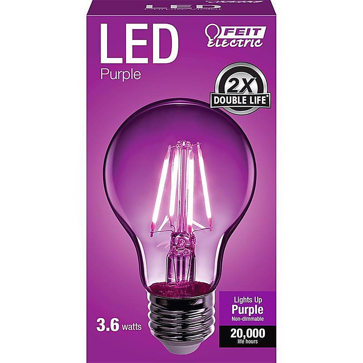 Feit Electric A19/TP/LED Filament A19 E26 (Medium) LED Bulb Purple 30 W 1 pk