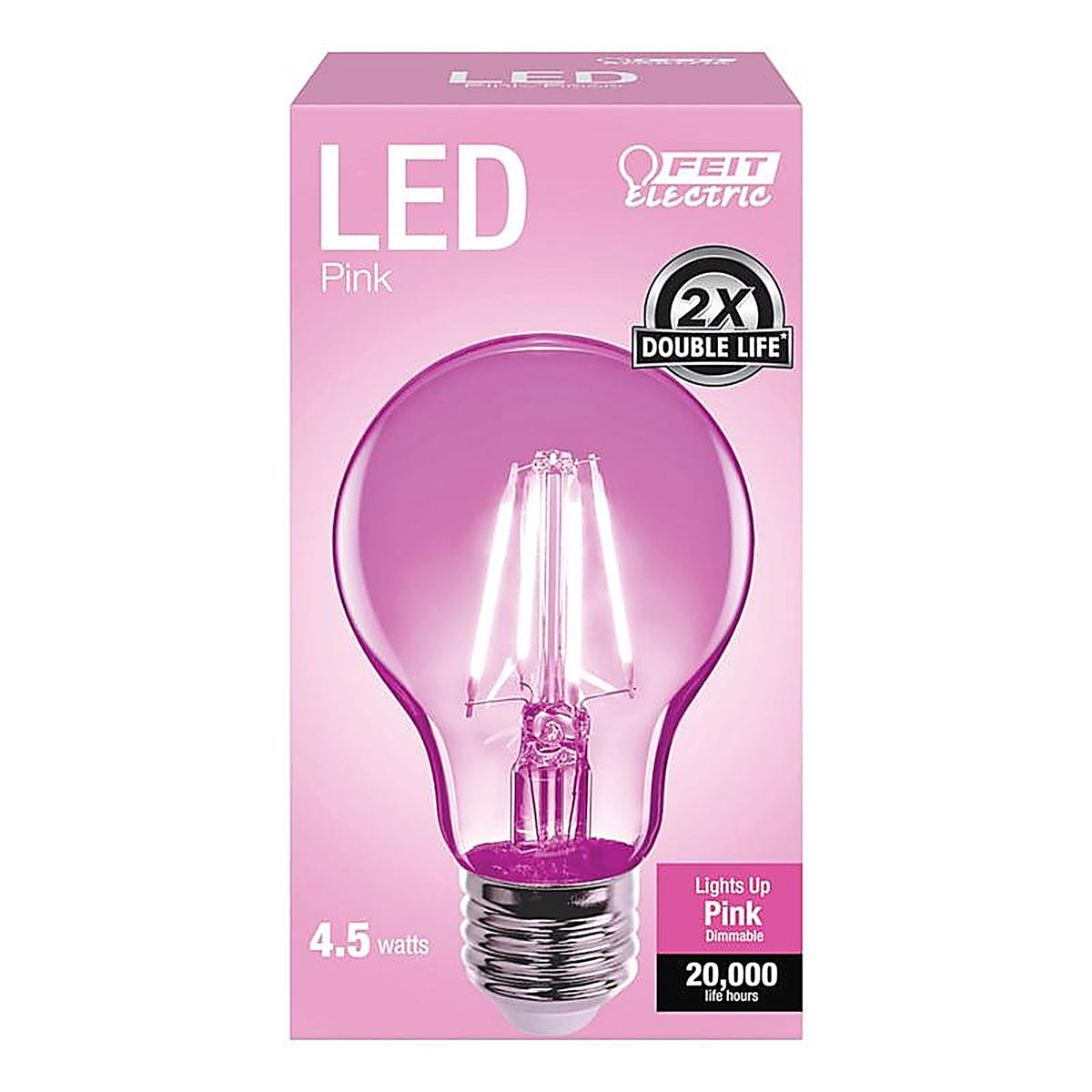 Feit - A19/TPK/LED - A19 E26 (Medium) Filament LED Bulb Pink 30 Watt Equivalence 1 Pack