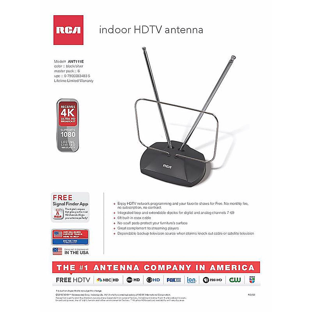 RCA ANT111E Indoor HDTV Antenna 1/Pack