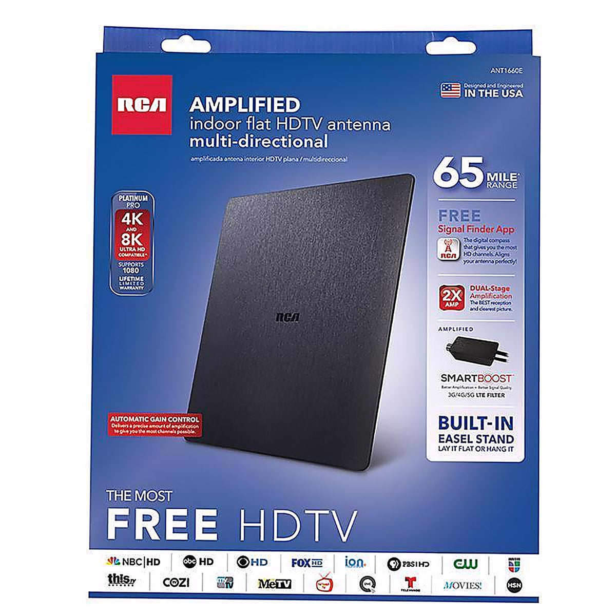 RCA ANT1660E Indoor HDTV Digital Amplified Flat Antenna 1/Pack