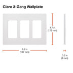 Lutron - CW-3B-WH - Claro White 3 Gang Plastic Decorator Wall Plate 1 Pack