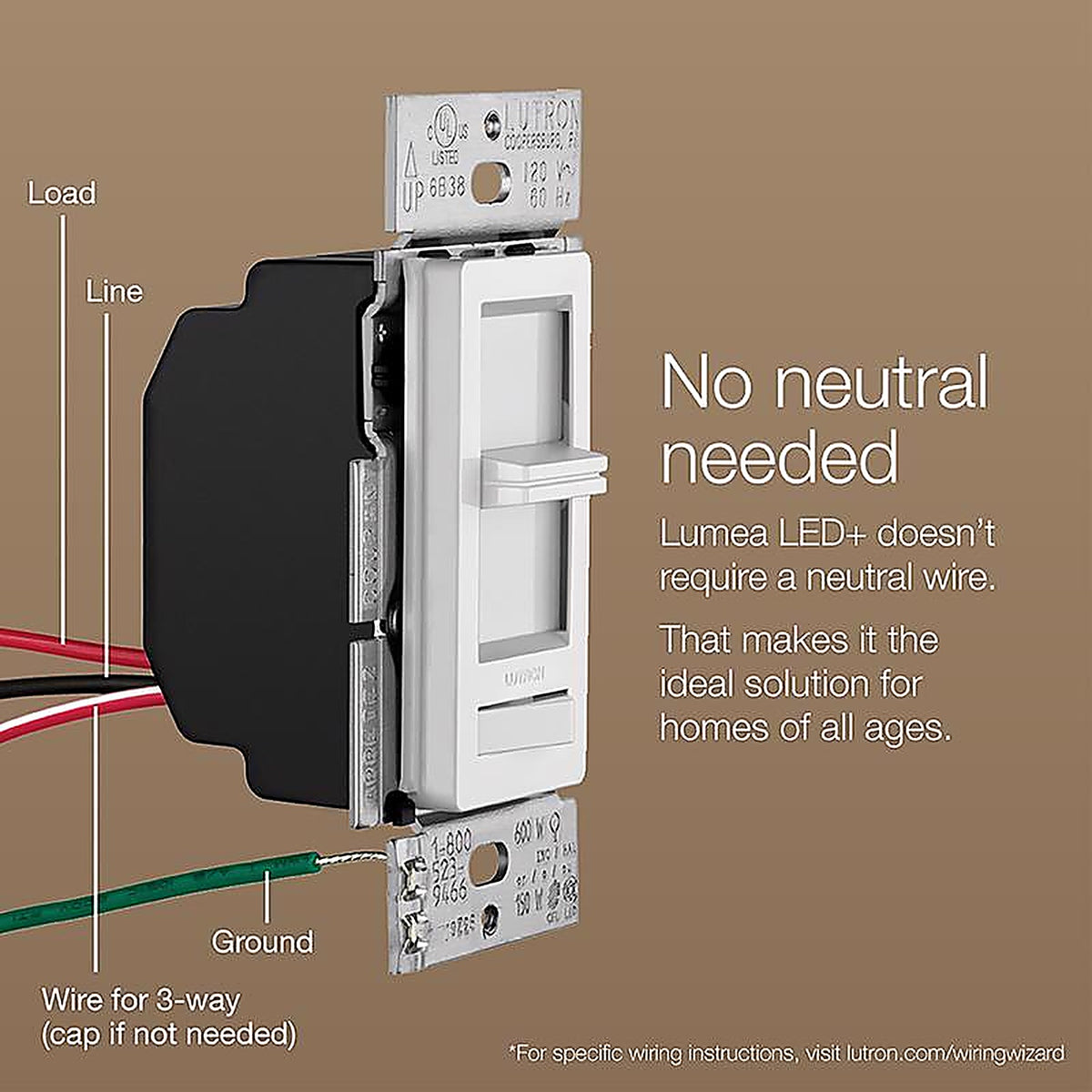 Lutron LECL-153PH-IV Lumea Ivory 150W for CFL and LED / 600W for incandescent and halogen watt 3-Way Dimmer Switch