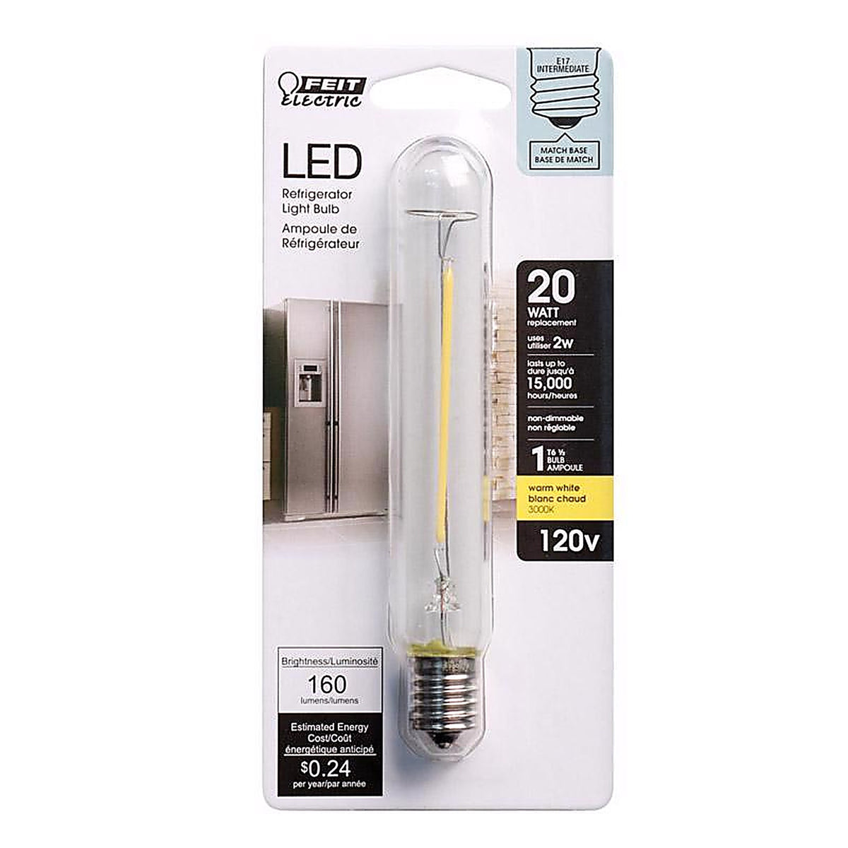 Feit Electric BP20T61/2/SULED T6.5 E17 (Intermediate) LED Bulb Warm White 20 Watt Equivalence 1 pk