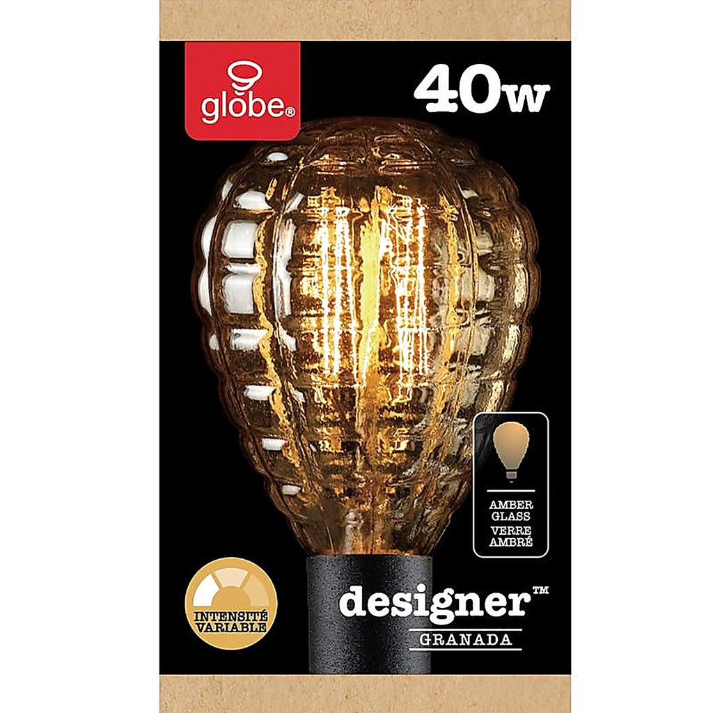 Globe Electric - 84635 - Designer Granada 40 W G40 Decorative Incandescent Bulb E26 (Medium) Amber 1 Pack