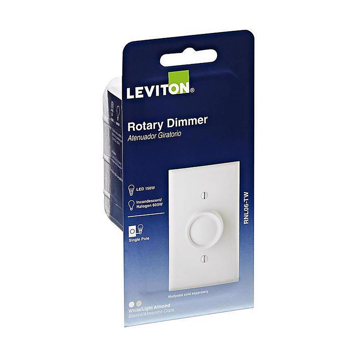 Leviton RNL06-TW Trimatron Light Almond & White 600 watt Rotary Dimmer Knob
