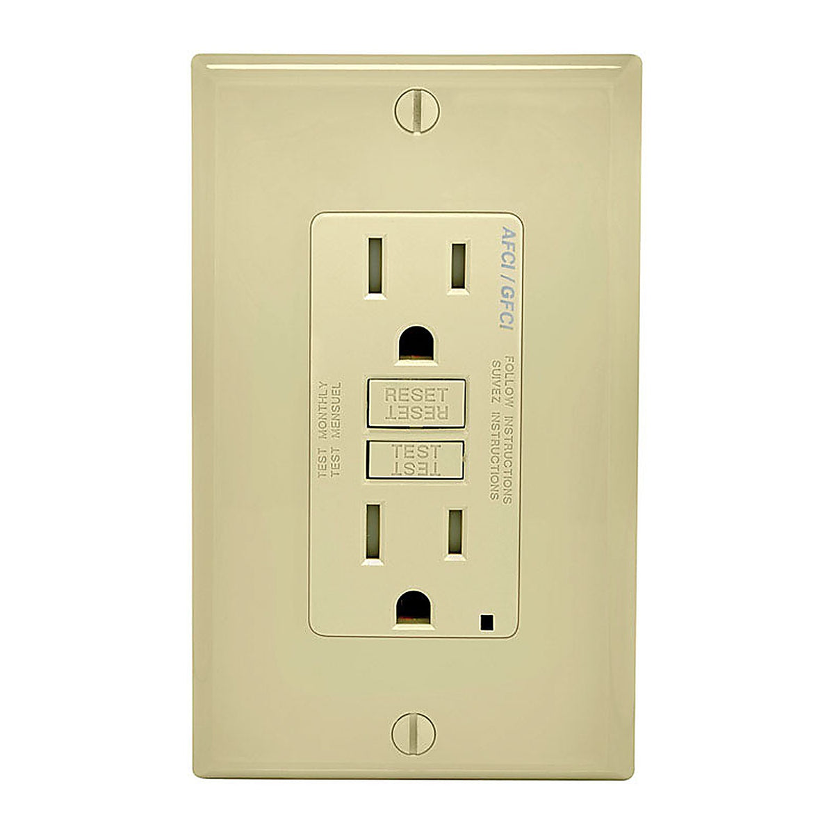 Leviton AGTR1-I Decora 15 amps 125 volt Ivory AFCI/GFCI Dual Function Outlet 5-15R 1/Pack