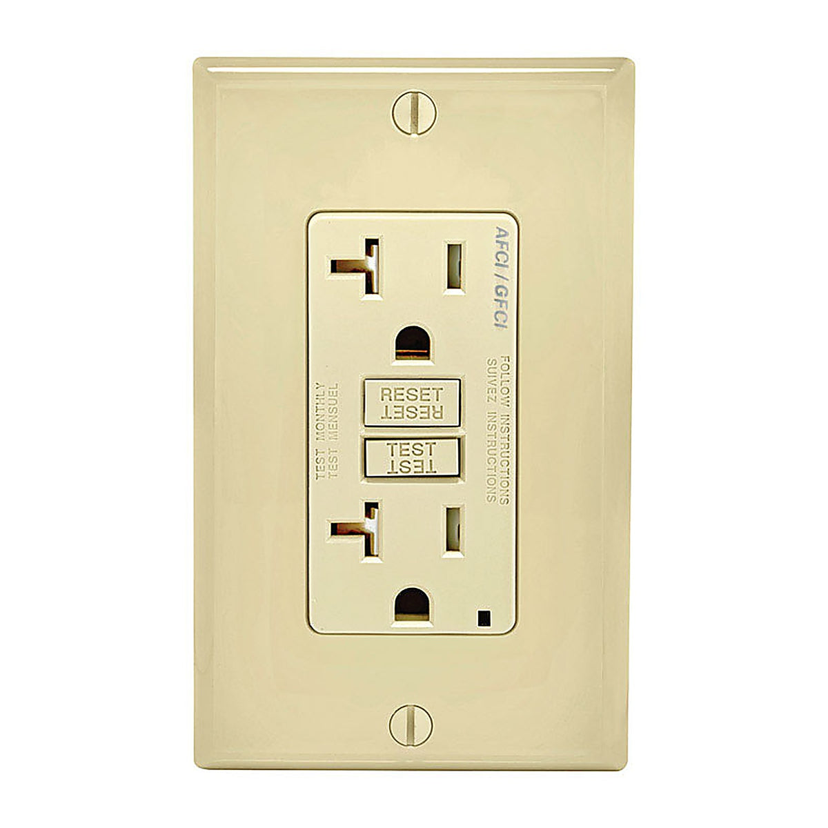 Leviton AGTR2-I SmartlockPro 20 amps 125 volt Duplex Ivory AFCI/GFCI Dual Function Outlet 5-20R