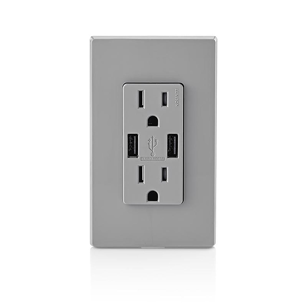 Leviton T5632-GY Decora 15 amps 125 volt Gray Outlet and USB Charger 5-15R