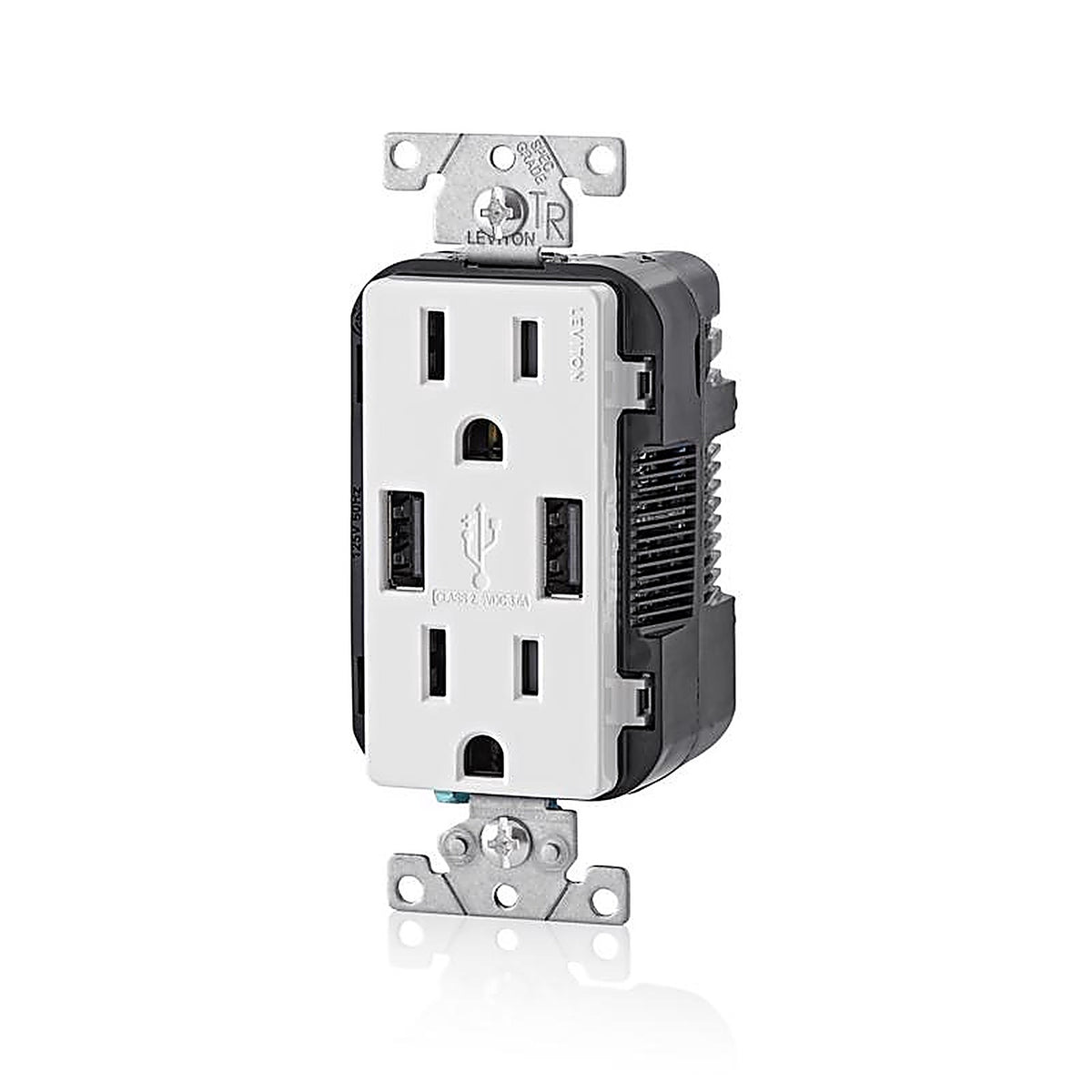 Leviton T5632-3BW Decora 15 amps 125 volt White Outlet and USB Charger 5-15R