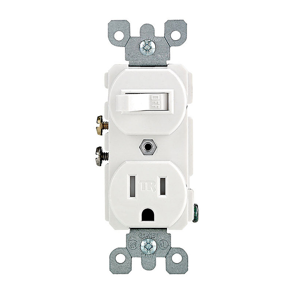 Leviton T5225-W 15 amps 125 volt Duplex White Combination Switch/Outlet 5-15R