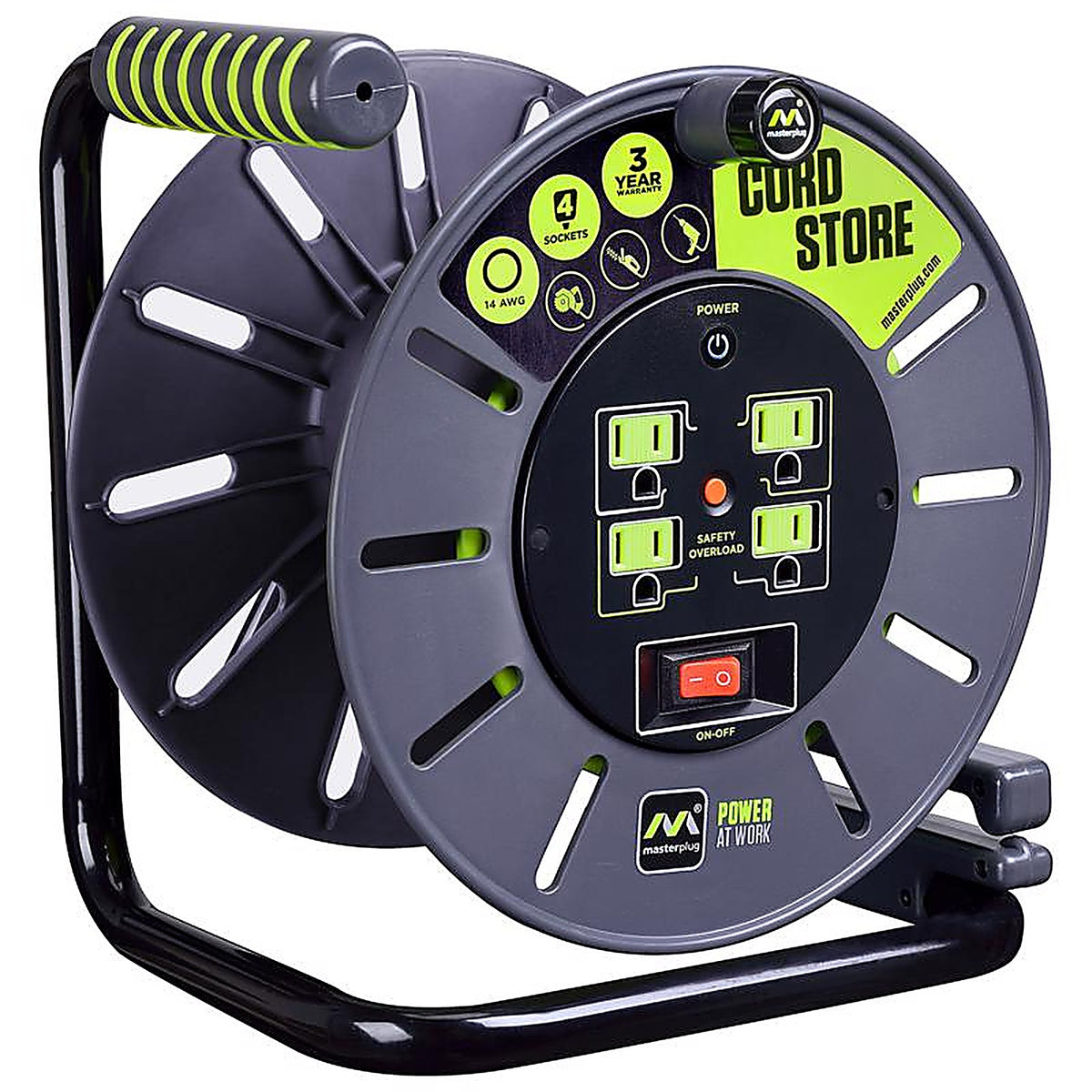 Masterplug - OMA031114G4SL-A - 3 Ft. L PVC Cord Reel