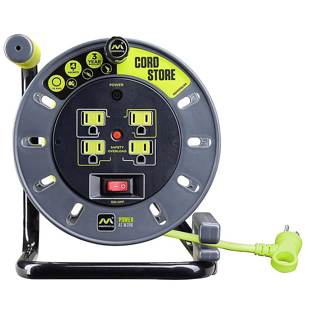 Masterplug - OMA031114G4SL-A - 3 Ft. L PVC Cord Reel