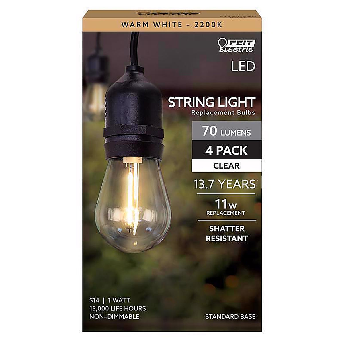 Feit Electric S14/822/FILED/4 S14 E26 (Medium) LED Bulb Soft White 11 W 4 pk