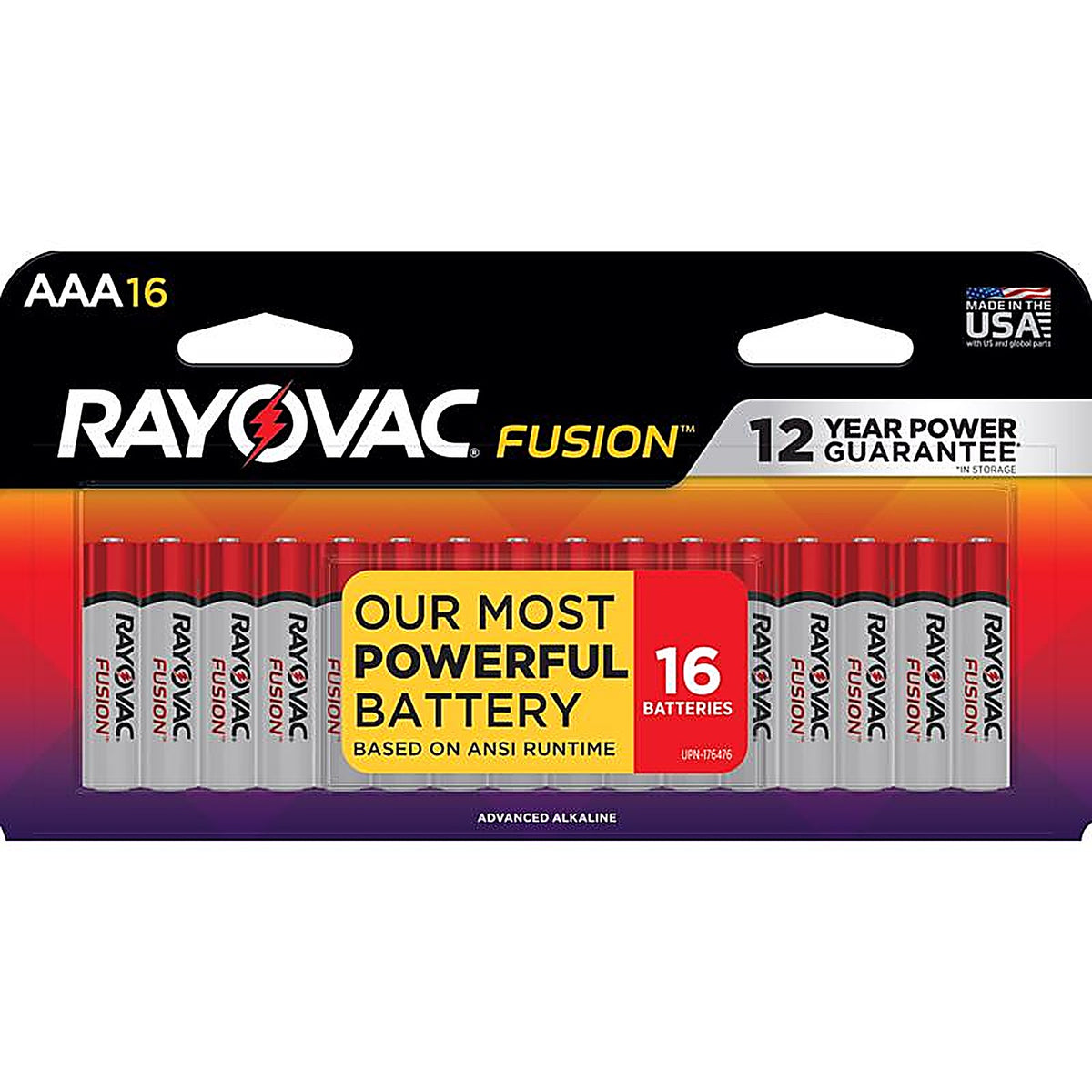 Rayovac 824-16LTFUSK Fusion AAA Alkaline Batteries 16 pk Carded