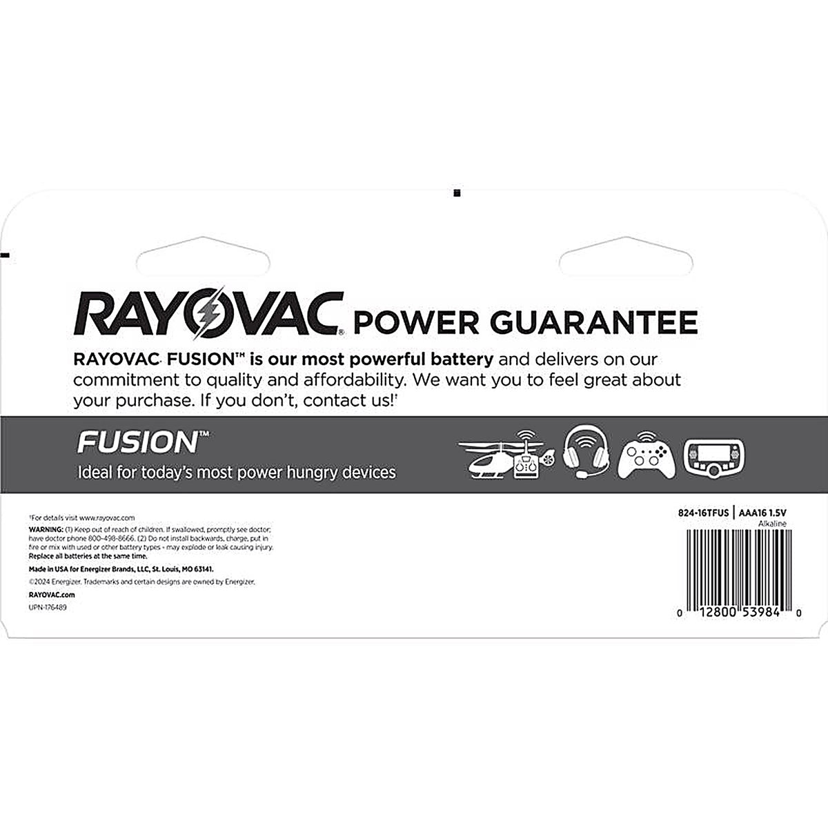 Rayovac 824-16LTFUSK Fusion AAA Alkaline Batteries 16 pk Carded