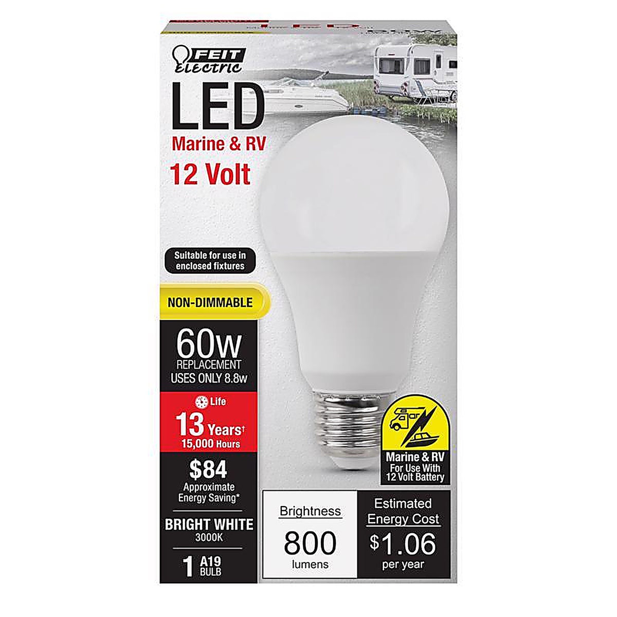 Feit Electric BOM60930CALED12 A19 E26 (Medium) LED Bulb Warm White 60 W 1 pk