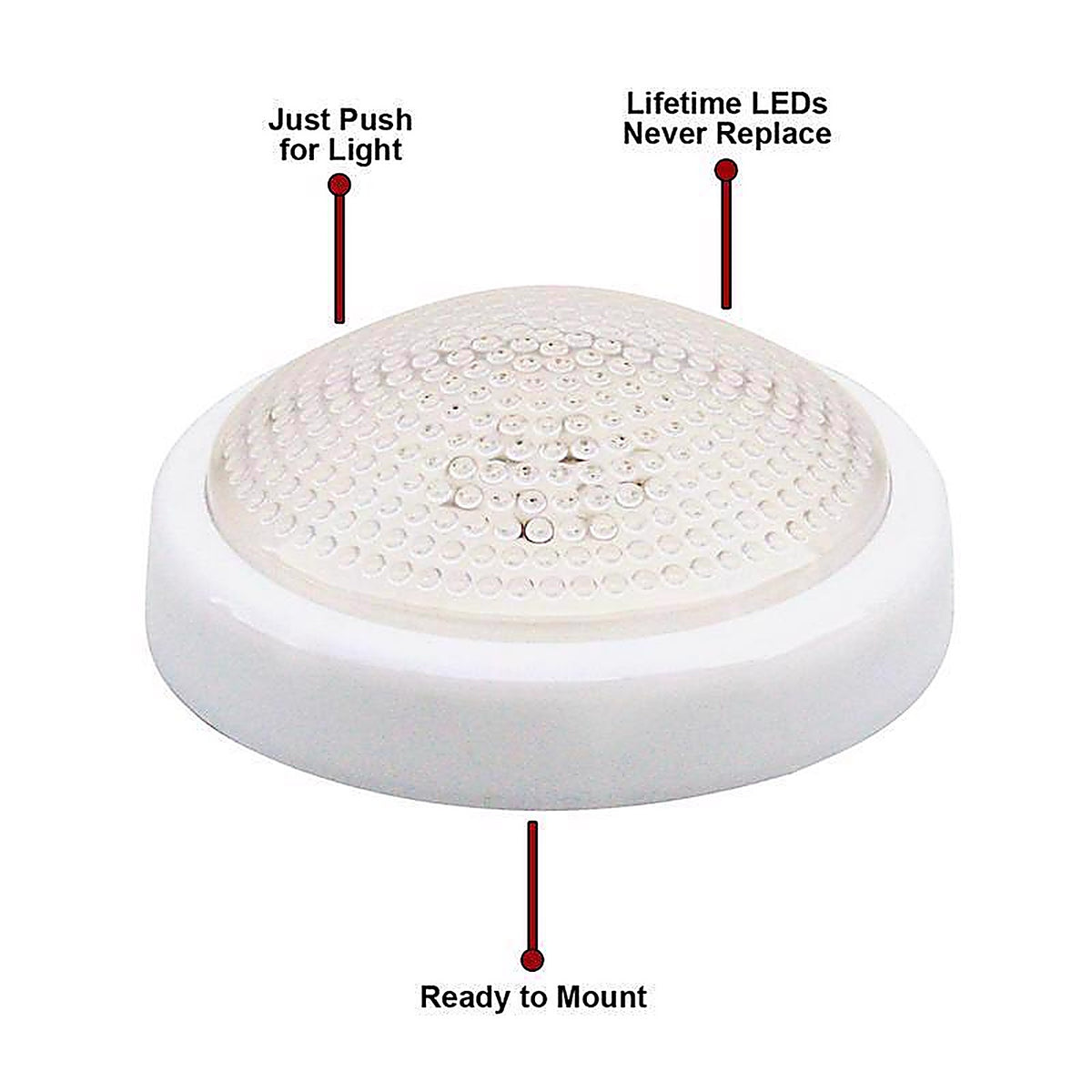 Dorcy - 411077 - Push N Light Manual Battery Powered Round LED Push Light