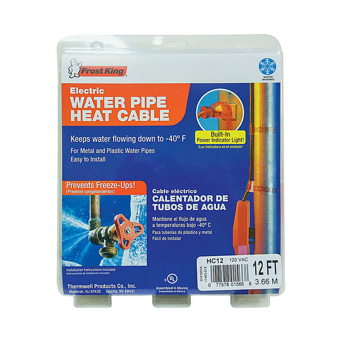 Frost King - HC12A - 12 Ft. L Heating Cable for Water Pipe