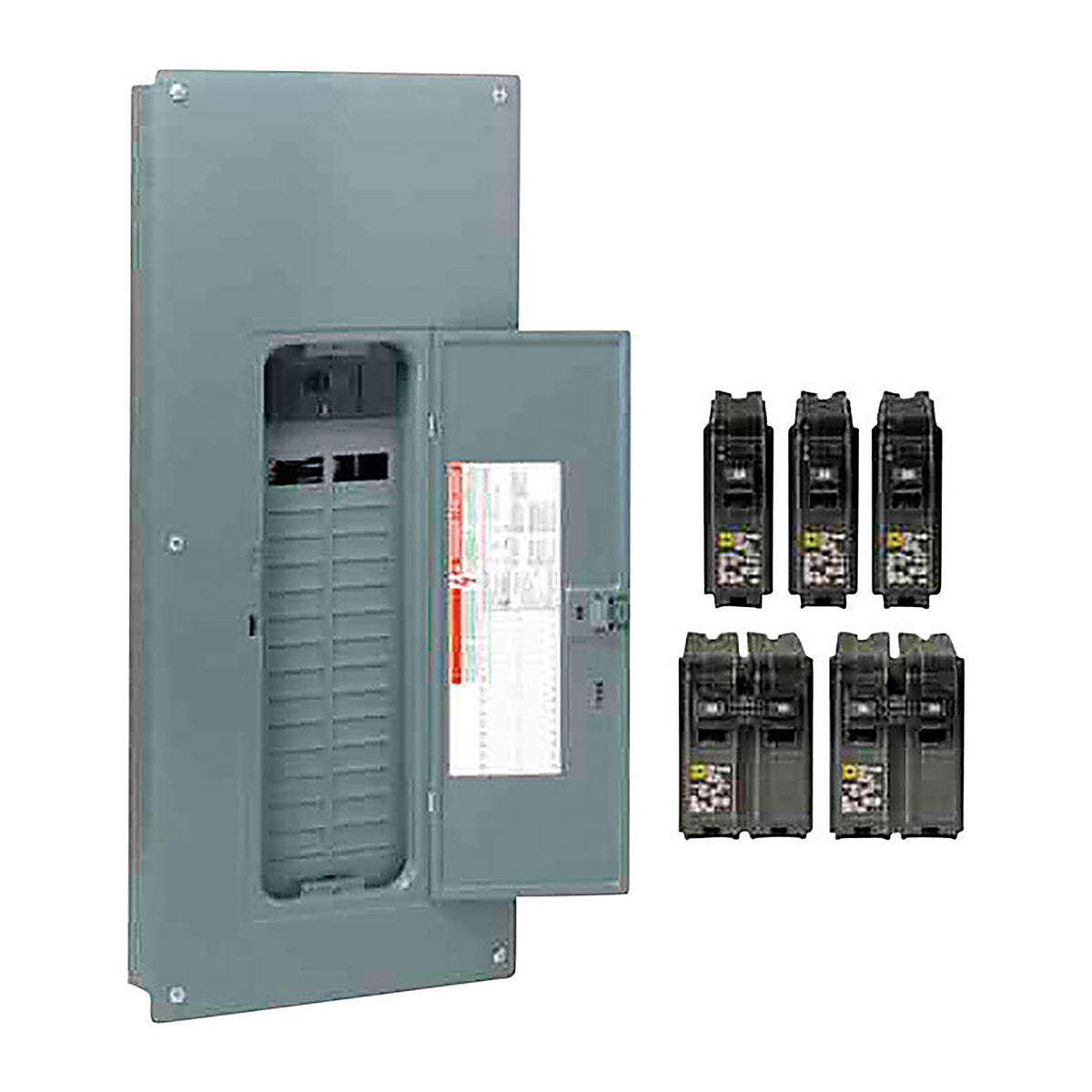 Square D HOM3060M200PQCV HomeLine 200 amps 120/240 volt 30 space 60 circuits Wall Mount Load Center Main Breaker Kit