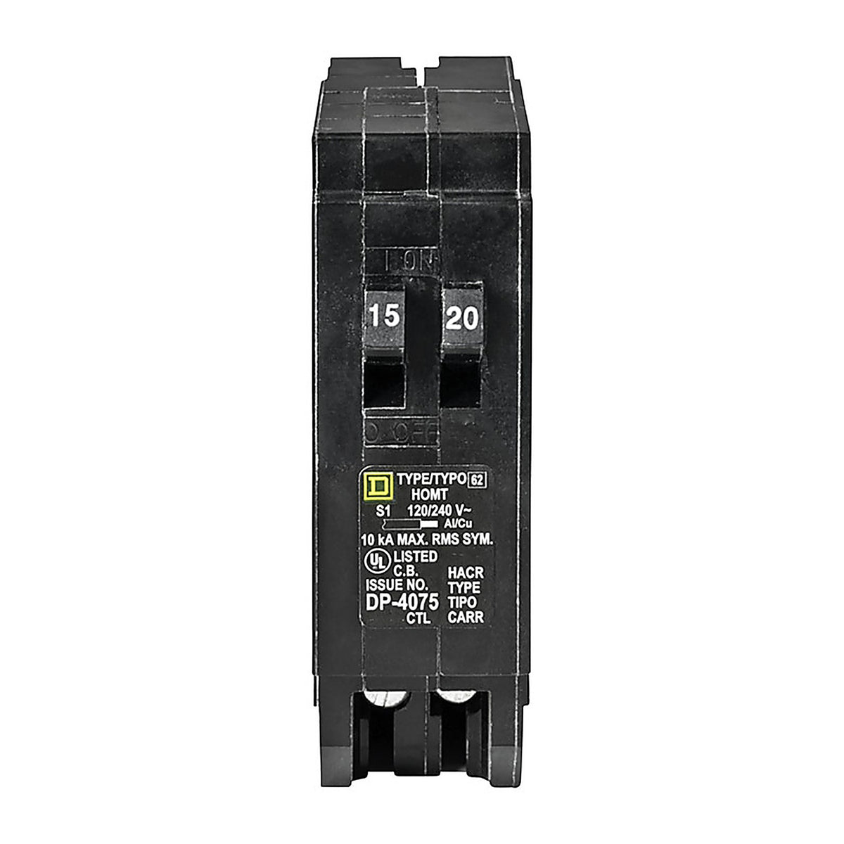 Square D - HOMT1520CP - 15/20 Amps Tandem Single Pole Circuit Breaker