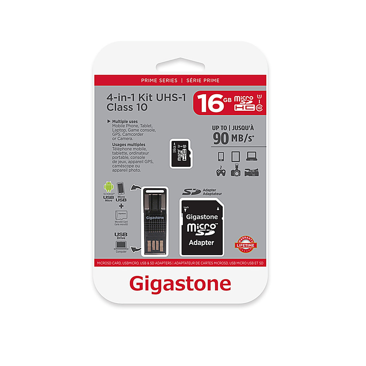 Gigastone GS-4IN1600X-16G 16 Micro SD Flash Memory Universal Pack 1 pk
