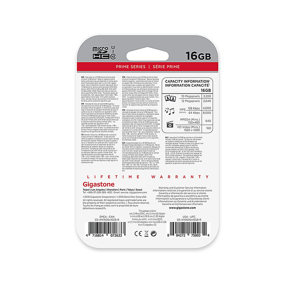 Gigastone GS-4IN1600X-16G 16 Micro SD Flash Memory Universal Pack 1 pk