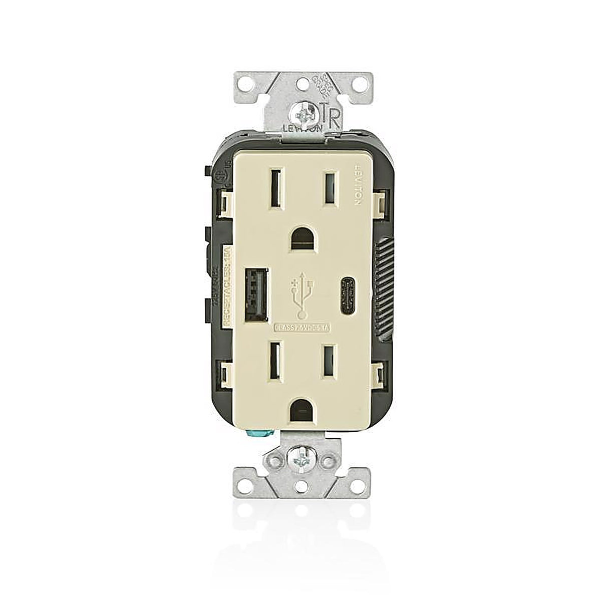 Leviton T5633-I Decora 15 amps 125 volt Ivory Outlet and USB Charger 5-15R 1/Pack
