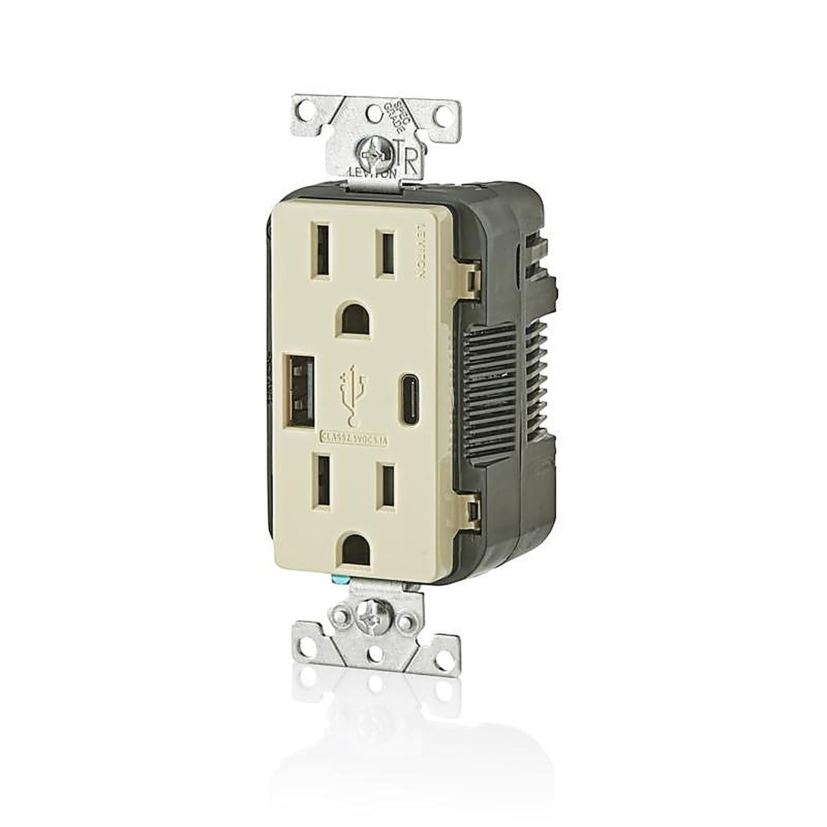 Leviton T5633-I Decora 15 amps 125 volt Ivory Outlet and USB Charger 5-15R 1/Pack
