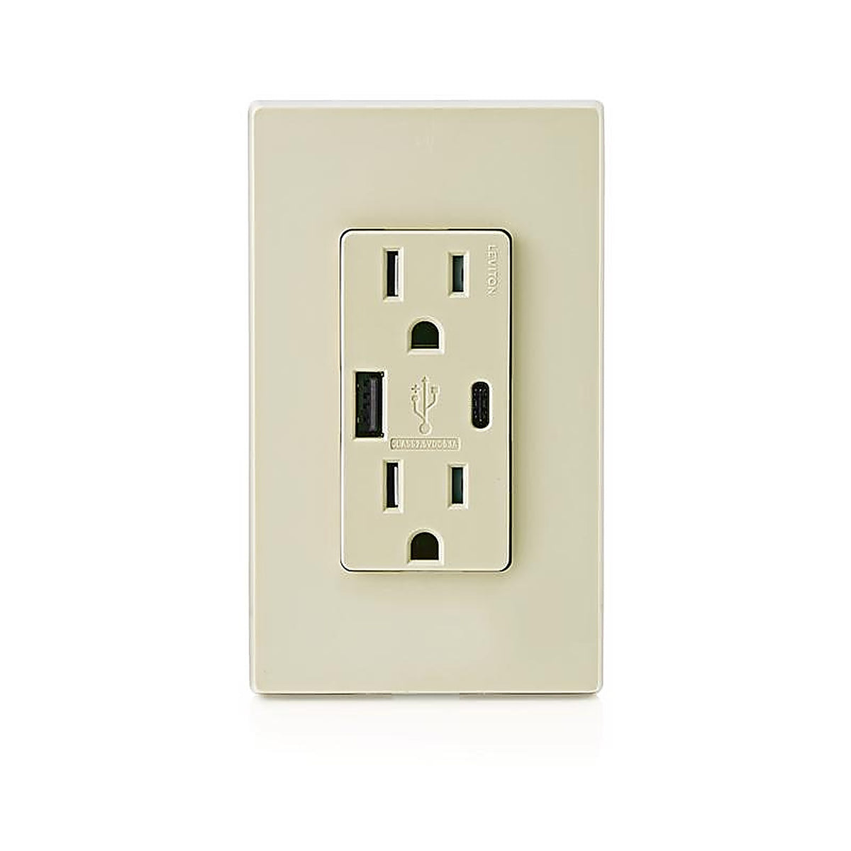 Leviton T5633-I Decora 15 amps 125 volt Ivory Outlet and USB Charger 5-15R 1/Pack