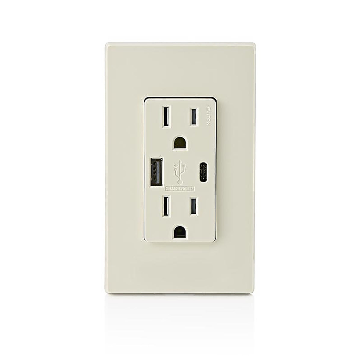 Leviton T5633-T Decora 15 amps 125 volt Light Almond Outlet and USB Charger 5-15R 1/Pack