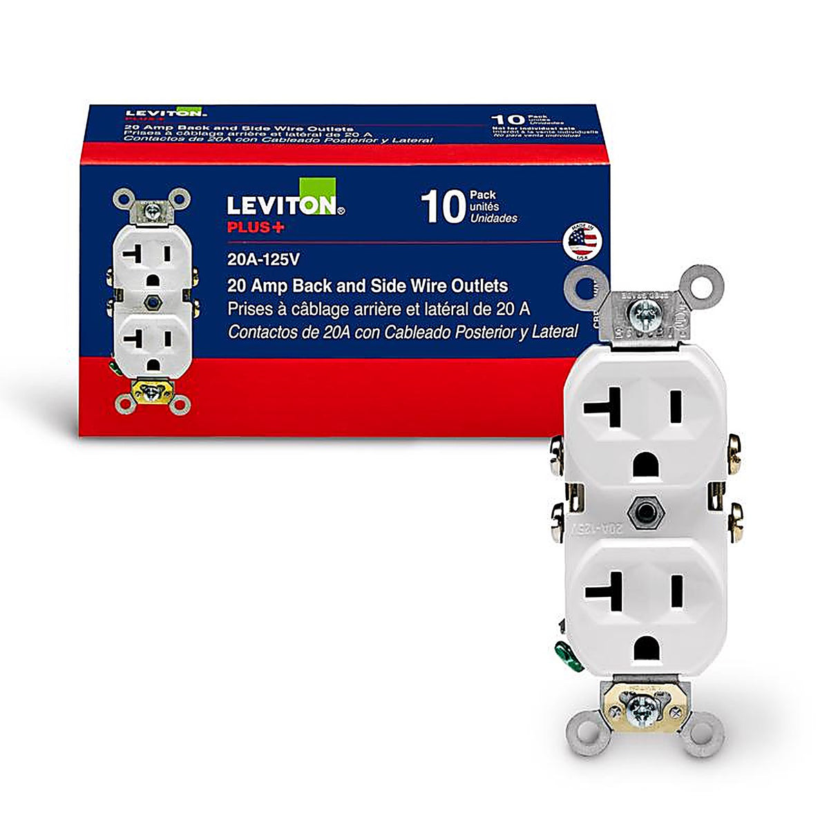Leviton CBR20-WMP 20 amps 125 volt Duplex White Outlet 5-20R 10/Pack