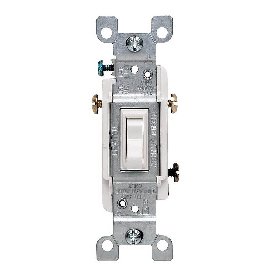 Leviton 1453-2WM 15 amps Three Pole Toggle AC Quiet Switch White 6/Pack