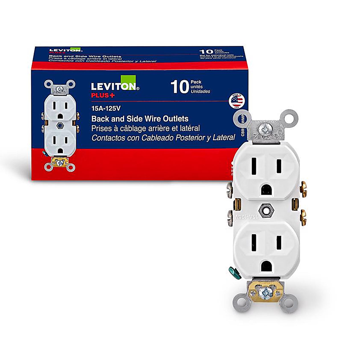 Leviton CBR15-WMP 15 amps 125 volt White Outlet 5-15R 10/Pack