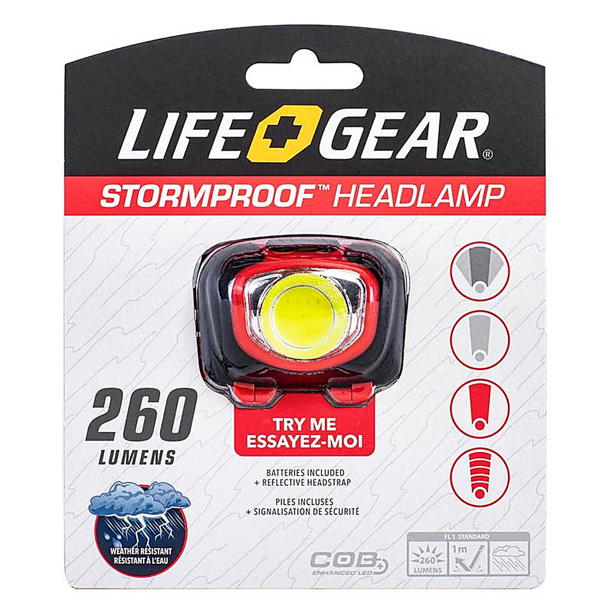 Life + Gear - 413765 - +gear Storm Proof 260 LM Black/Red LED Head Lamp Aaa Battery