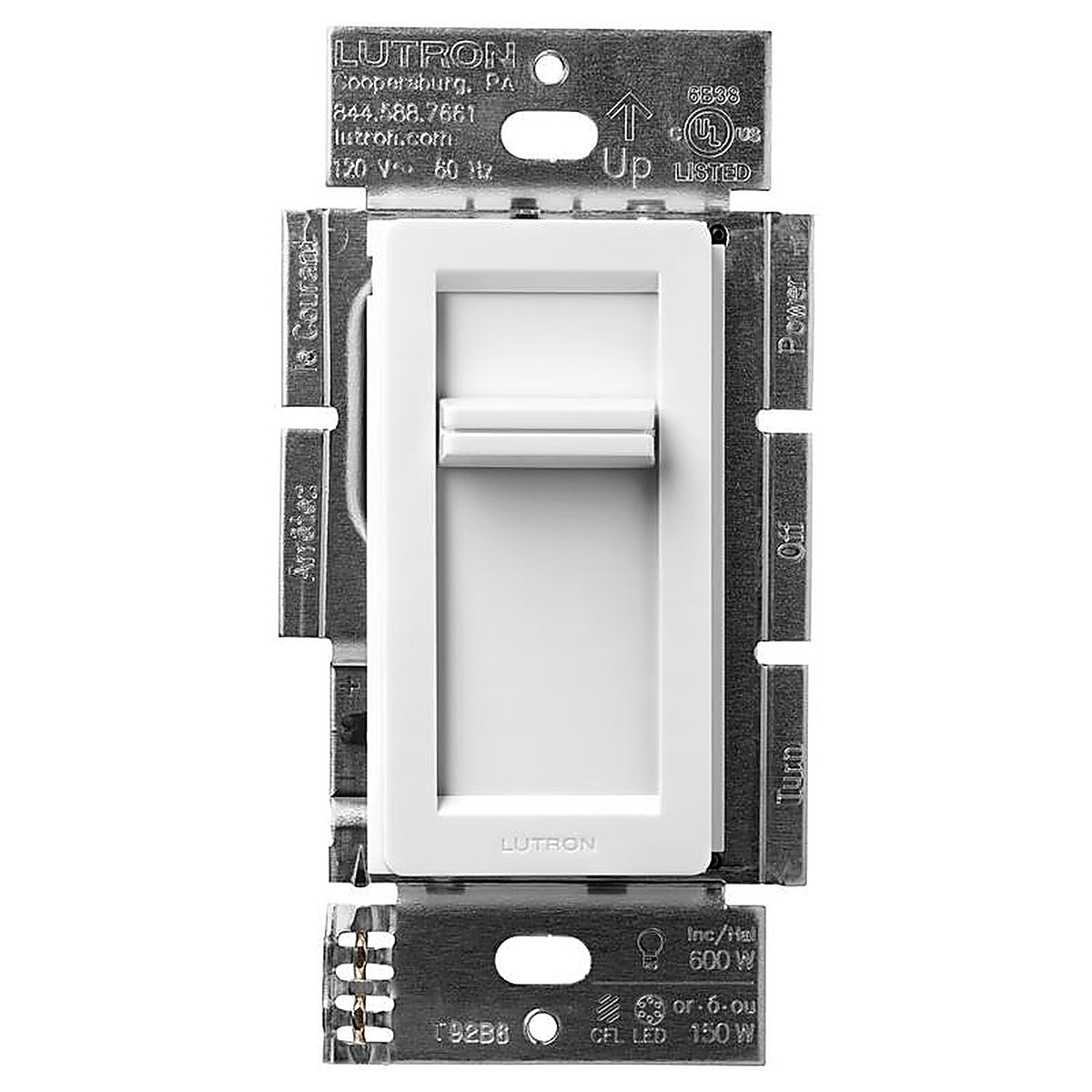 Lutron LECL-150H-WH Lumea White 150 watt Slide Dimmer Switch 1/Pack