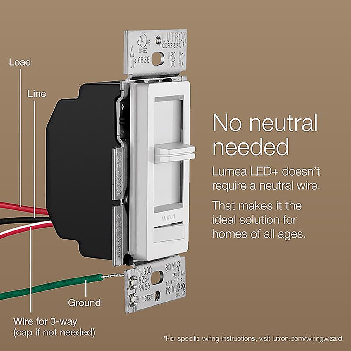 Lutron LECL-150H-IV Lumea Ivory 150 watt Slide Dimmer Switch 1/Pack