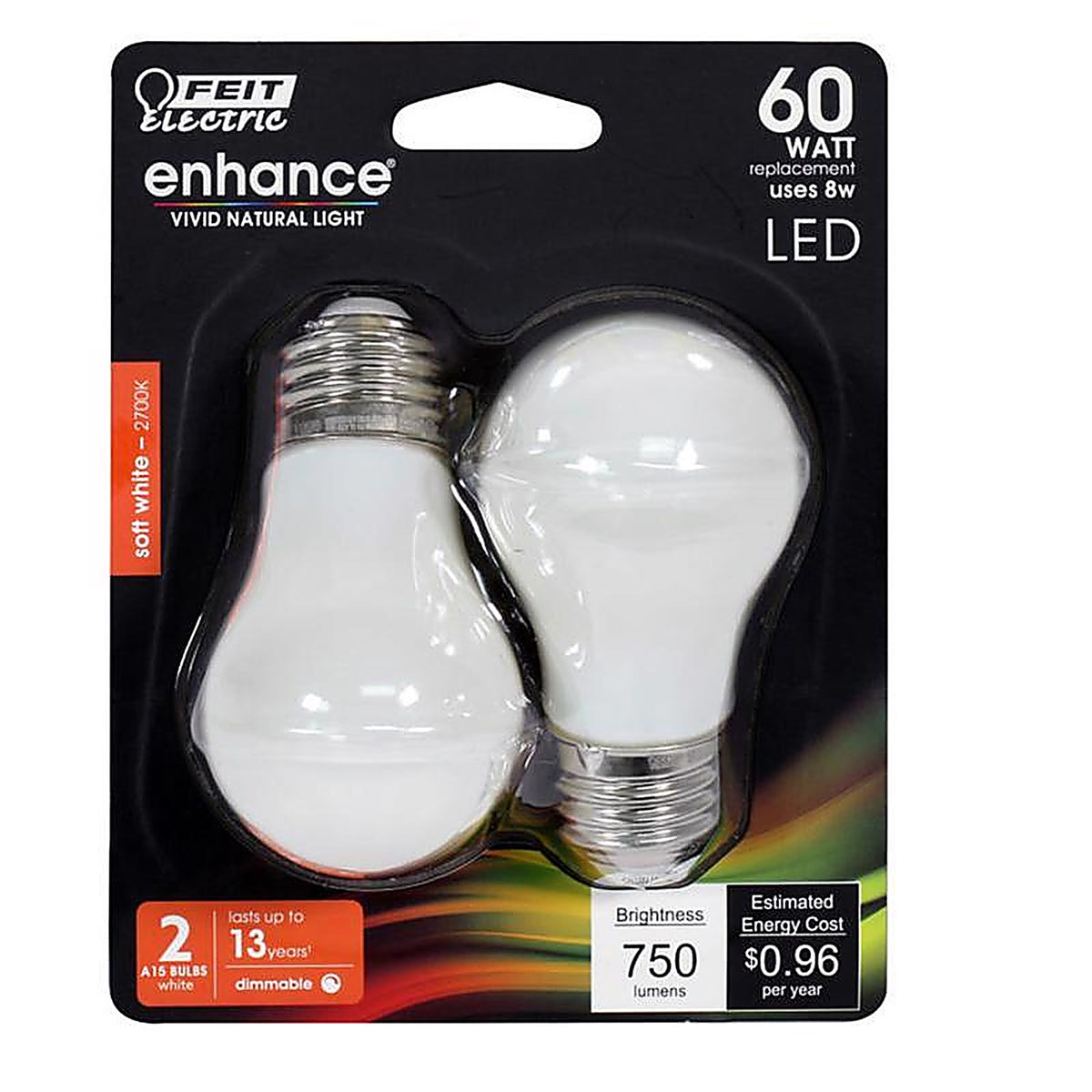 Feit Electric BPA1560W927CFL2 Enhance A15 E26 (Medium) Filament LED Bulb Soft White 60 W 2 pk