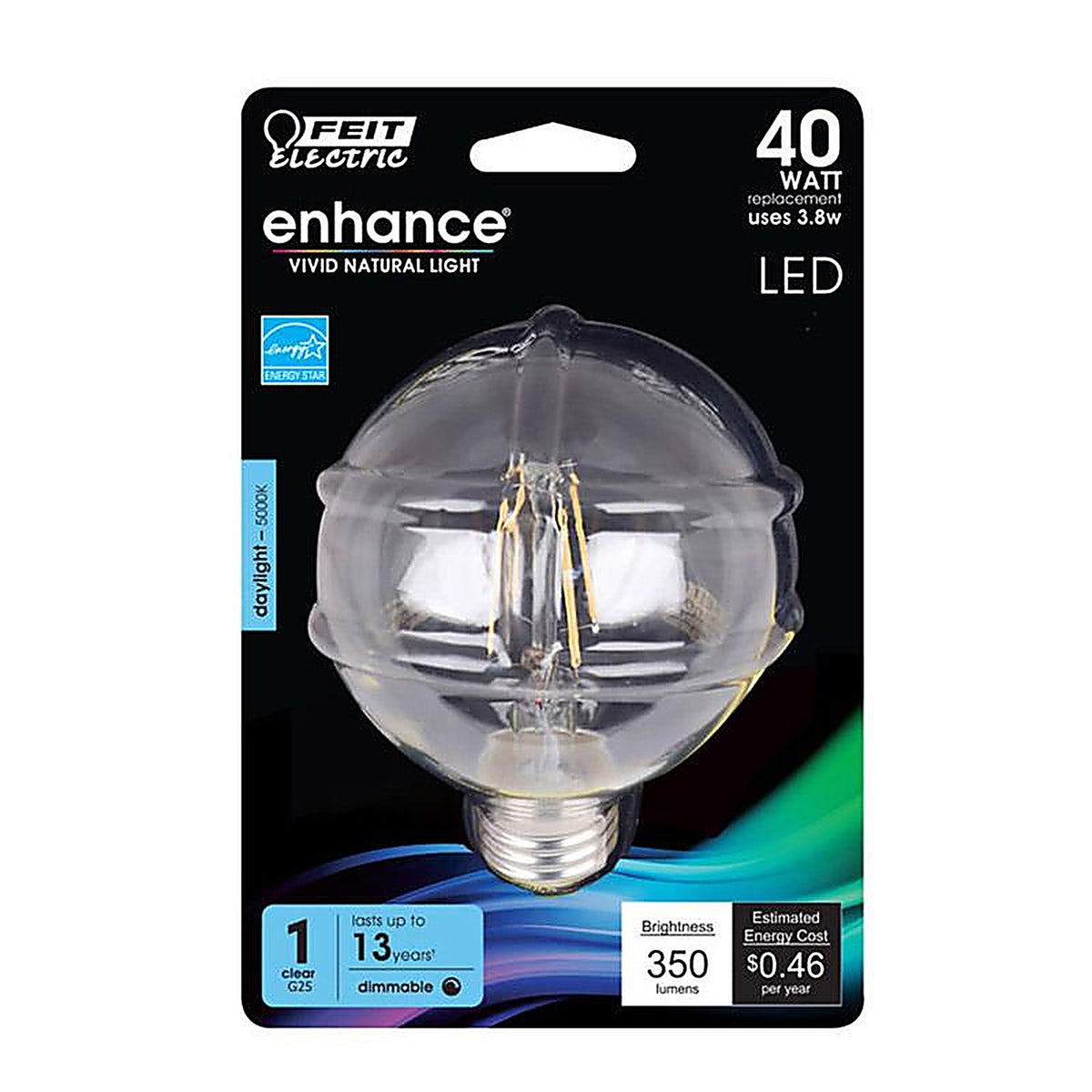 Feit Electric BPG2540950CAFLR Enhance G25 E26 (Medium) Filament LED Bulb Daylight 40 W 1 pk