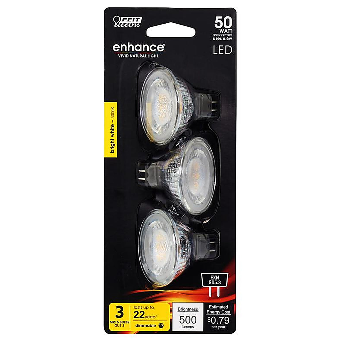 Feit Electric BPEXN/930CA/3 Enhance MR16 GU5.3 LED Bulb Bright White 50 W 3 pk