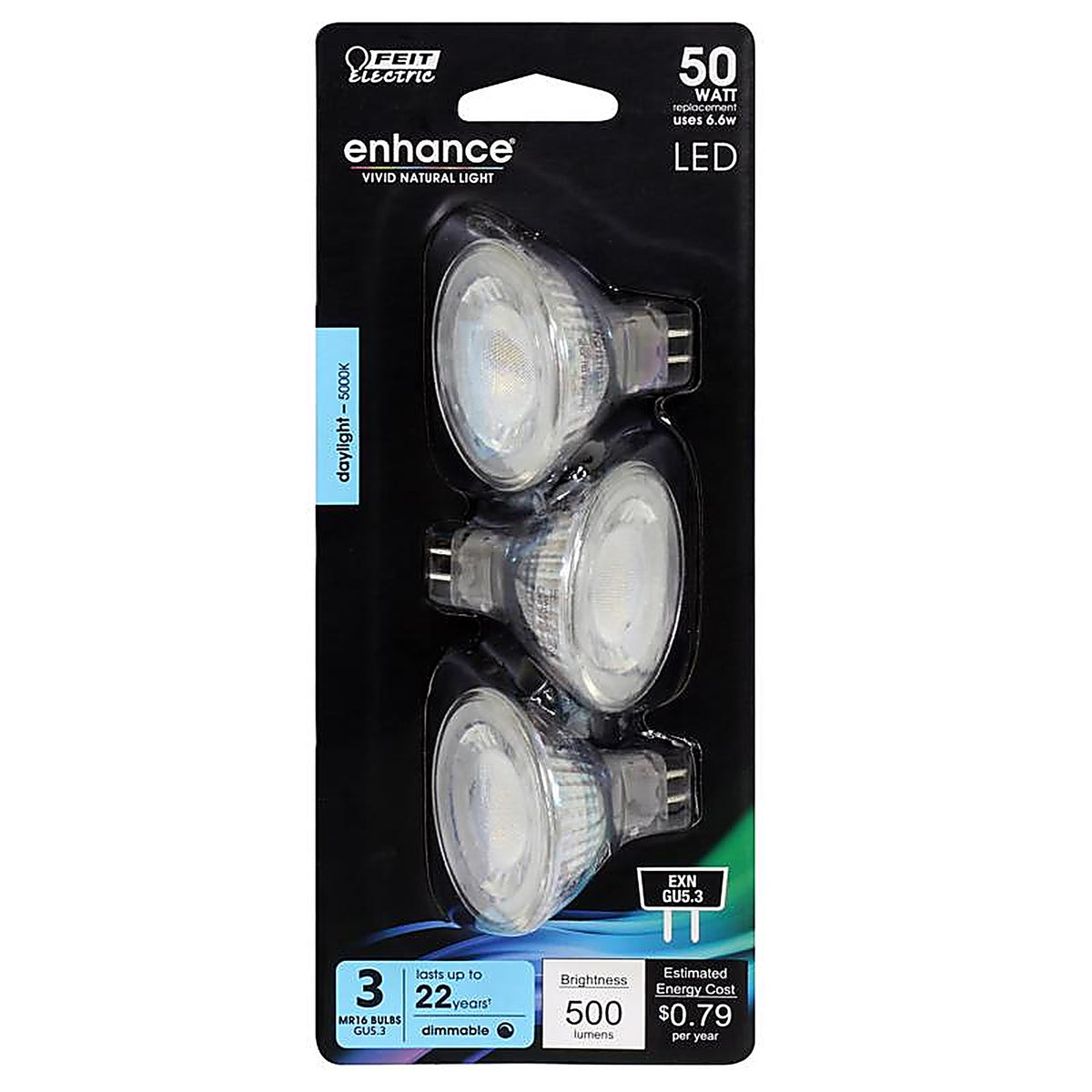 Feit Electric BPEXN/950CA/3 Enhance MR16 GU5.3 LED Bulb Daylight 50 W 3 pk