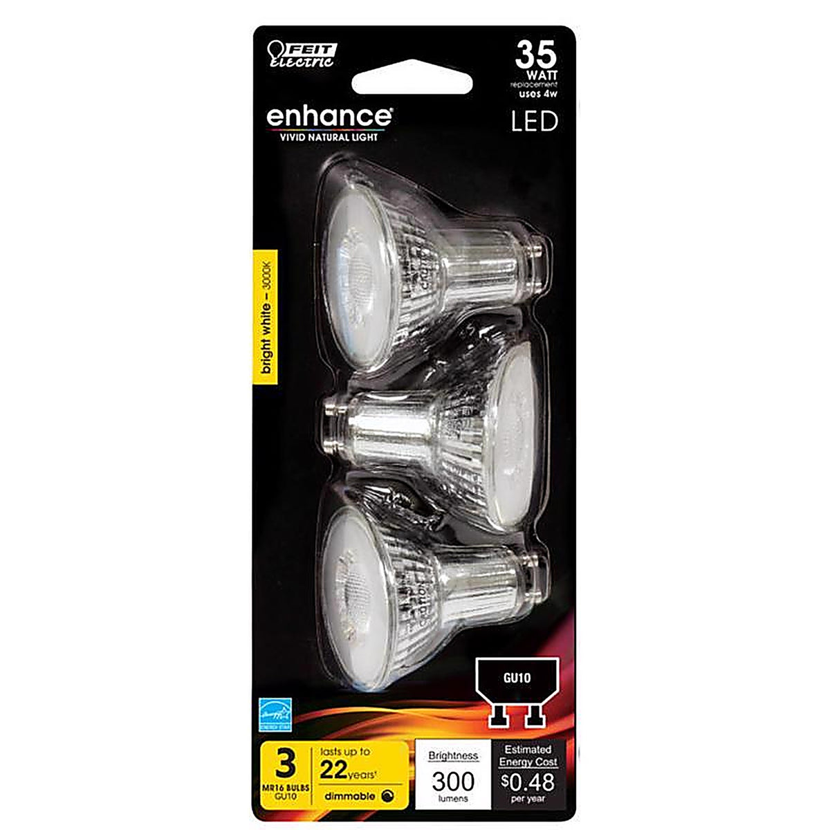 Feit Electric MR16GU10930CA3 Enhance MR16 GU10 LED Bulb Bright White 35 W 3 pk