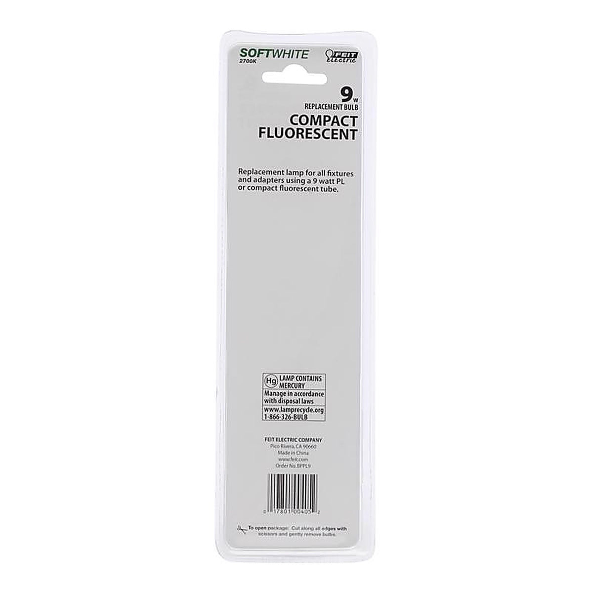 Feit - BPPL9 - Legacy Bulbs 9 W Pl 1.3 In. D X 6.5 In. L Cfl Bulb Soft White Specialty 2700 K 1 Pack